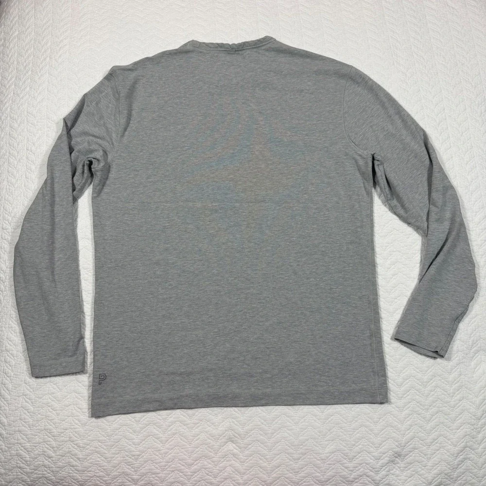 Public Rec Mens Long Sleeve Tee Large Pima Cotton Lyocell Heather Grey EUC
